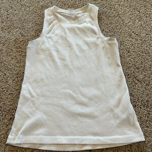 White Ribbed Sleeveless Top